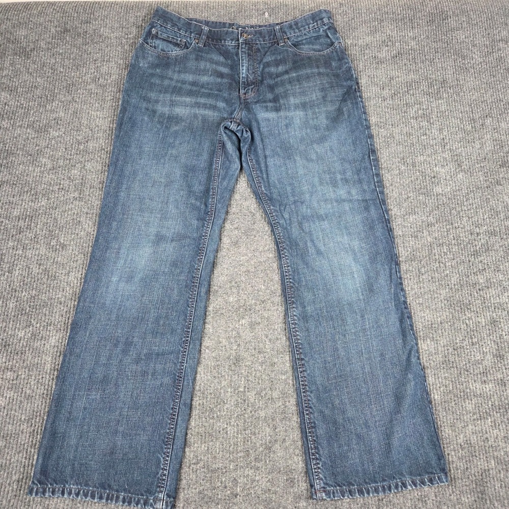 Old Navy Mens Loose Fit Flannel Lined Jeans 36x34 Dark Wash Plaid Lining 261083